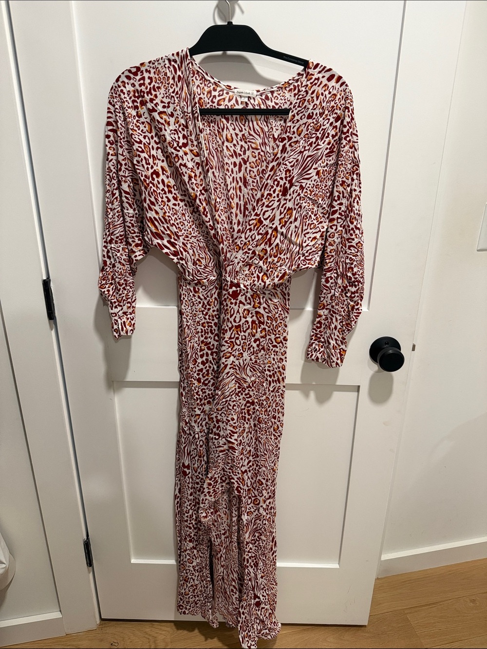 Poupette St. Barth Rust and White Animal-Print Wrap Maxi Dress